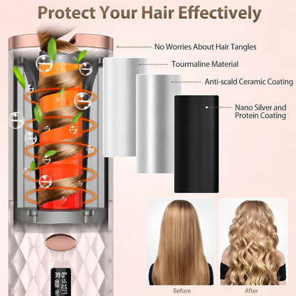 LuxeCurl™ Automatic Hair Curler | Cordless, Fast Heating & Long-Lasting Curls