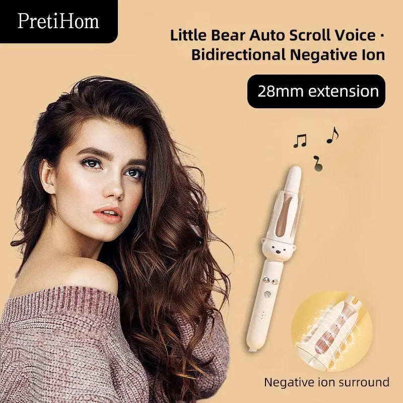 Pretihom Fully Automatic Electric Curling Stick 32Mm Large Curling Tool for Comfortable Hair Care